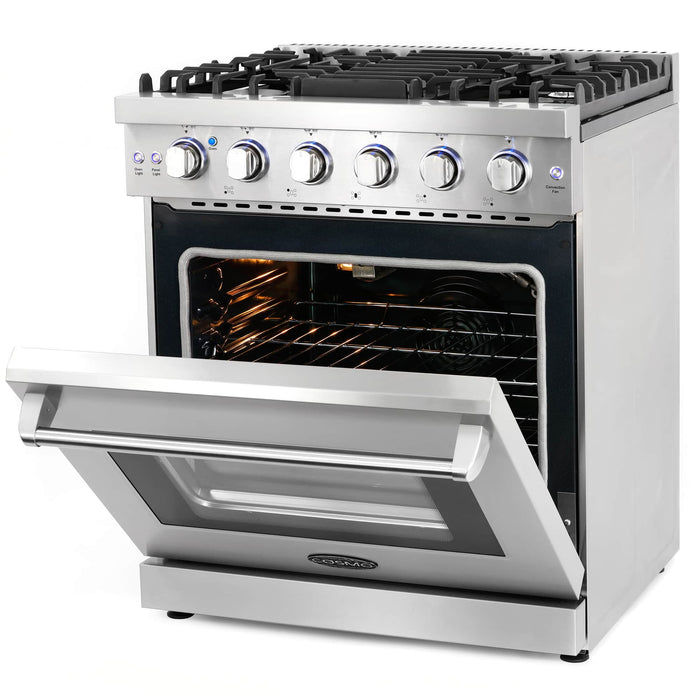 Cosmo 4-Piece Appliance Package - 30-Inch Gas Range, Under Cabinet Range Hood, Dishwasher and Refrigerator in Stainless Steel (COS-4PKG-232) Cosmo