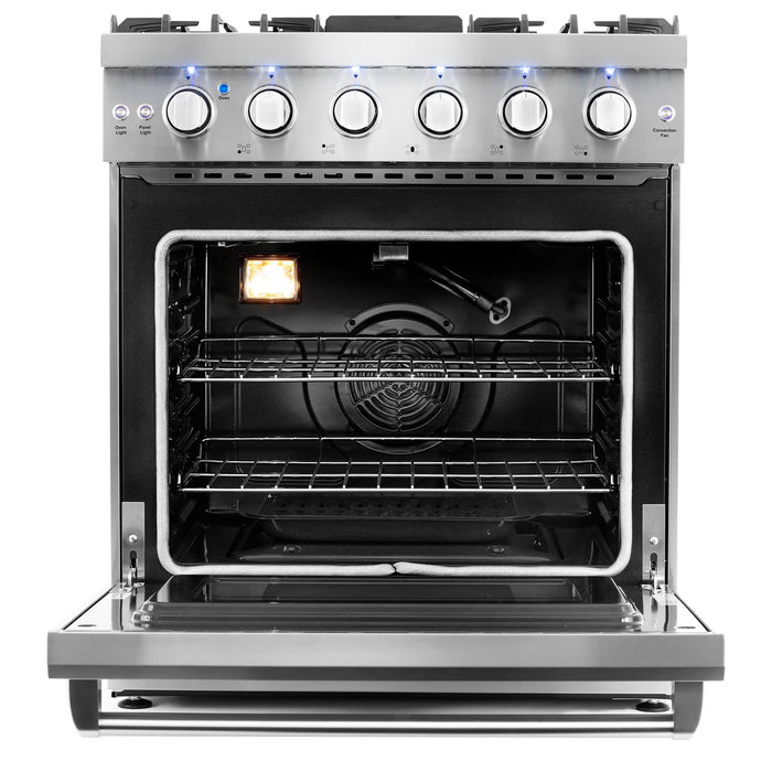 Cosmo 4-Piece Appliance Package - 30-Inch Gas Range, Island Range Hood, Dishwasher, and Wine Cooler in Stainless Steel (COS-4PKG-102) Cosmo