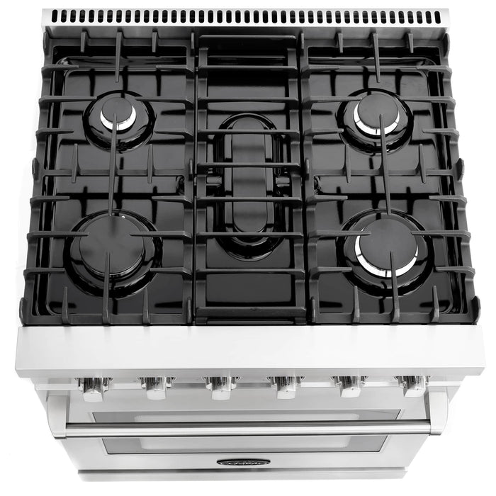 Cosmo 4-PIece Appliance Package - 30-Inch Gas Range, Wall Mount Range Hood, Dishwasher and Refrigerator in Stainless Steel (COS-4PKG-125) Cosmo