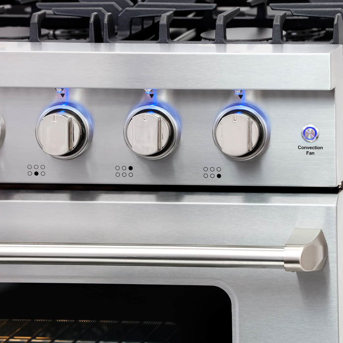 Cosmo 4 - Piece Appliance Package - 36-Inch Gas Range, Island Range Hood, Dishwasher and Refrigerator in Stainless Steel (COS-4PKG-120) Cosmo