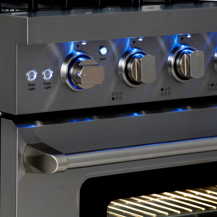 Cosmo 4 - Piece Appliance Package - 36-Inch Gas Range, Island Range Hood, Dishwasher and Refrigerator in Stainless Steel (COS-4PKG-120) Cosmo