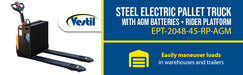 Vestil EPT-2048-45-RP-AGM steel electric pallet truck with rider platform feature overview 4