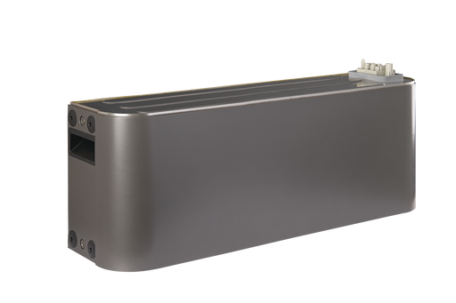 Canadian Solar - EP Cube Battery Module - Angled view Canadian Solar EP Cube Battery Module, showing easy stacking connection points