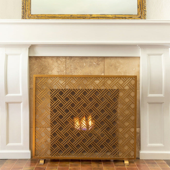 Park Hill Collection Urban Living Cross Hatch Fire Screen ERR26052 Park Hill Collection
