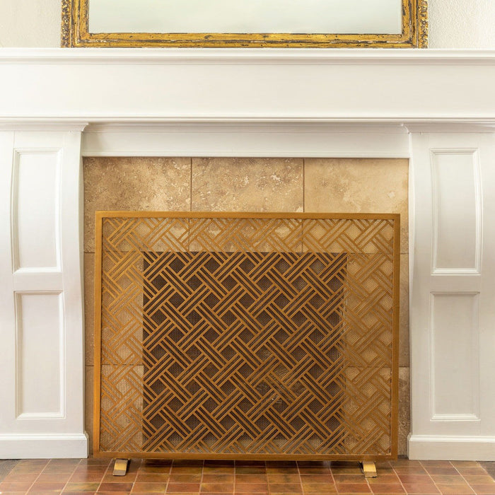 Park Hill Collection Urban Living Cross Hatch Fire Screen ERR26052 Park Hill Collection