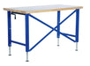 Vestil EWB-6030 Steel/Wood Manual Adjustable Ergonomic Work Bench 60 in. x 30 in. 750 lb. Capacity Blue/Tan