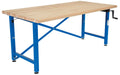 Vestil EWB-7236 Steel/Wood Manual Adjustable Ergonomic Work Bench 72 in. x 36 in. 750 lb. Capacity Blue/Tan