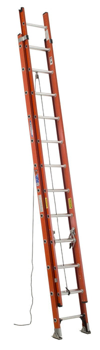 Vestil EXL-24 Fiberglass Extension Ladders with Aluminum Rings 24 Step 300 lb. Capacity Orange
