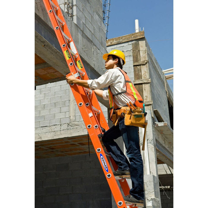 Vestil EXL-24 fiberglass extension ladders with aluminum rings - view 4