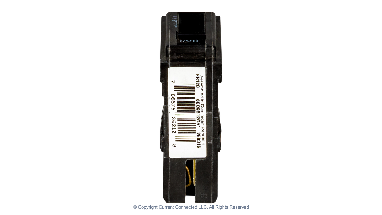 High quality photo of the Eaton - BR120 - Single Pole Breaker 20A -Top View. Photographed by Current Connected