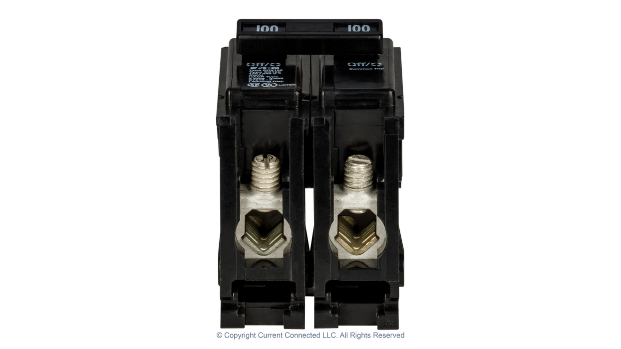 High quality photo of the Eaton - BR2100 - Double Pole Breaker 60A - 125A - Bottom View. Photographed by Current Connected