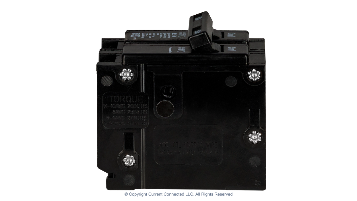 High quality photo of the Eaton - BR2100 - Double Pole Breaker 100A - Side View. Photographed by Current Connected