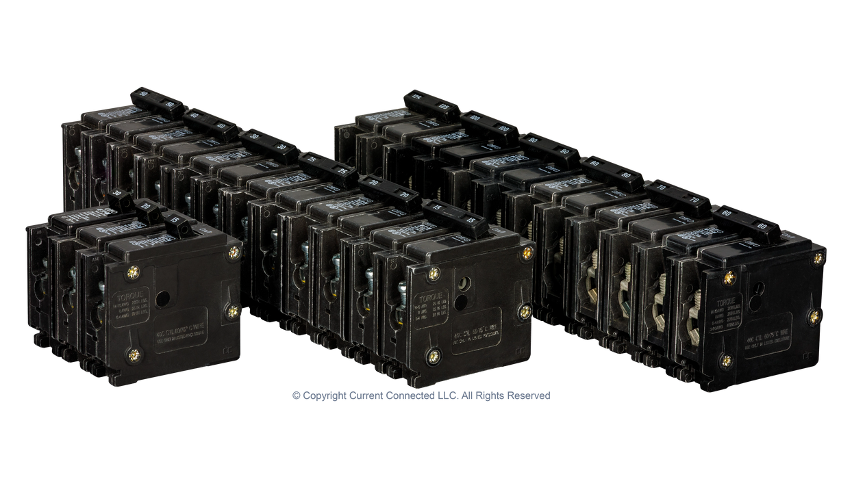 Eaton BR Circuit Breakers, Single and Double Pole Options, Amperage from 15A to 125A, Thermal-Magnetic Breakers, Plug On - Urban Supply Inc