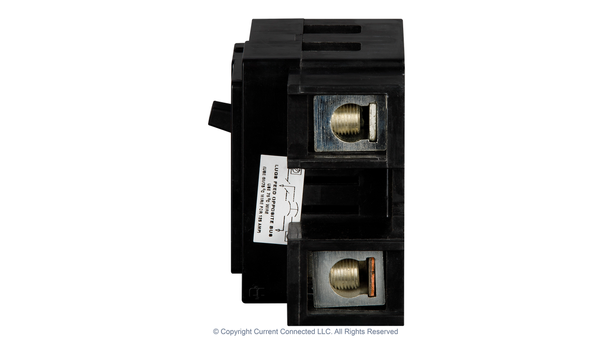 High quality photo of the Eaton - CSR2200N - CSR 200 Amp 2-Pole 25 kAIC Main Circuit Breaker - Side Terminal View. Photographed by Current Connected