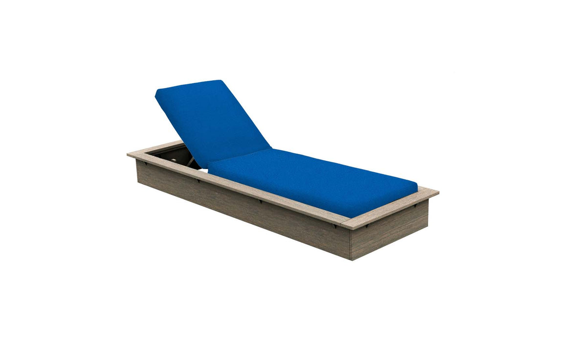 Ledge Lounger Echo Chaise — Wheat Base-4601 Pacific Blue Fabric