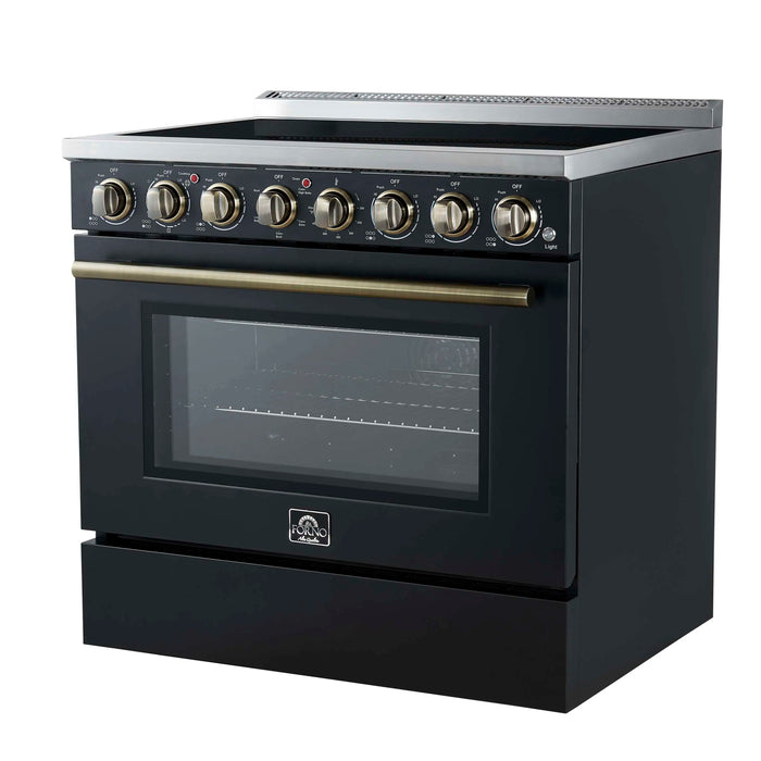 Forno Paolo 36-Inch Freestanding Electric Range with 5.44 Cu.Ft True Convection Oven in Black (FFSEL6011-36BLK)
