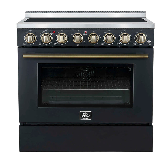 Forno Paolo 36-Inch Freestanding Electric Range with 5.44 Cu.Ft True Convection Oven in Black (FFSEL6011-36BLK)