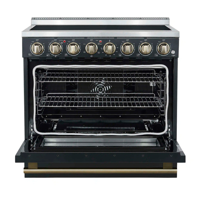 Forno Paolo 36-Inch Freestanding Electric Range with 5.44 Cu.Ft True Convection Oven in Black (FFSEL6011-36BLK)