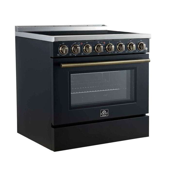 Forno Paolo 36-Inch Freestanding Electric Range with 5.44 Cu.Ft True Convection Oven in Black (FFSEL6011-36BLK)