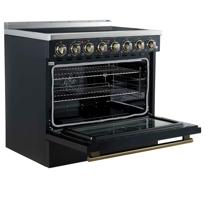Forno Paolo 36-Inch Freestanding Electric Range with 5.44 Cu.Ft True Convection Oven in Black (FFSEL6011-36BLK)