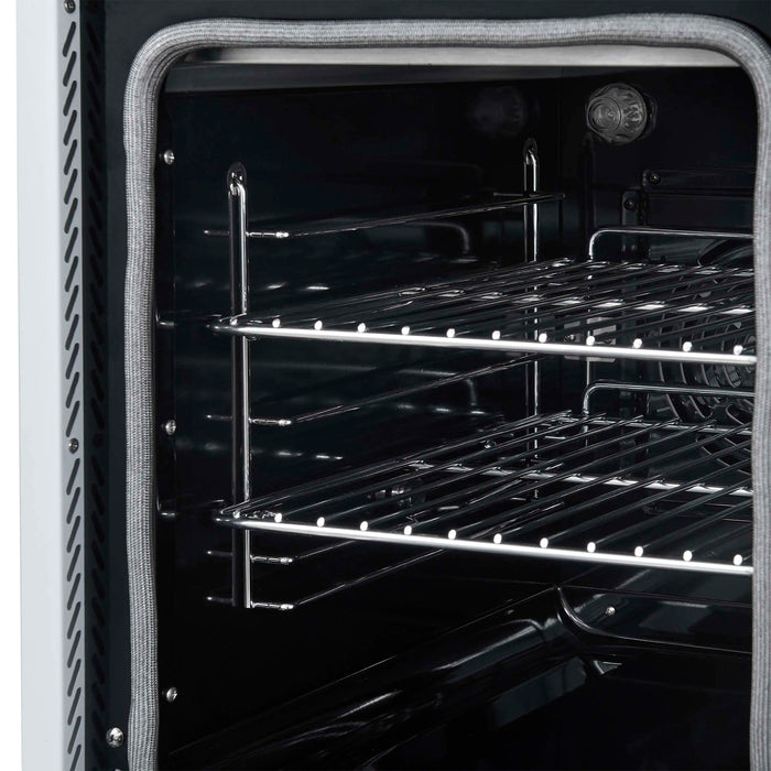 Forno Paolo 48-Inch Freestanding Electric Range with 6.7 Cu.Ft True Convection Oven in White with Antique Brass Handle  (FFSEL6011-48WHT)