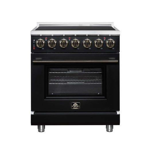 Forno Massimo 30-inch electric range in black front view