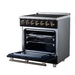 Forno Massimo 30-inch electric range in black right angled view with the door open