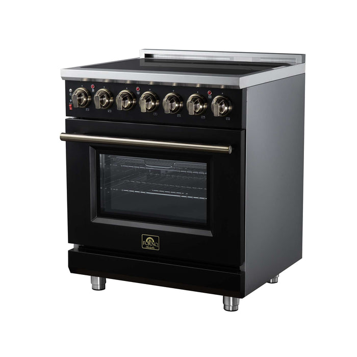 Forno Massimo 30-inch electric range in black right angled view