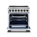 Forno Massimo 30-inch electric range in white front view with the door open