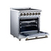Forno Massimo 30-inch electric range in white left angled view with the door open
