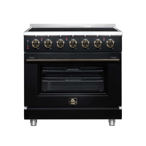 Forno Massimo 36-inch electric range in black front view