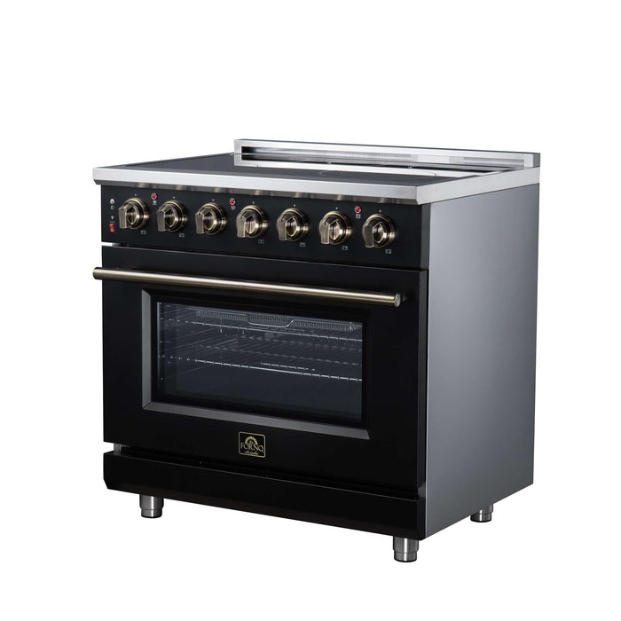Forno Massimo 36-inch electric range in black right angled view