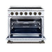Forno Massimo 36-inch electric range in white front view with the door open