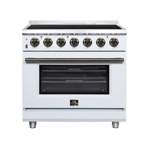 Forno Massimo 36-inch electric range in white front view