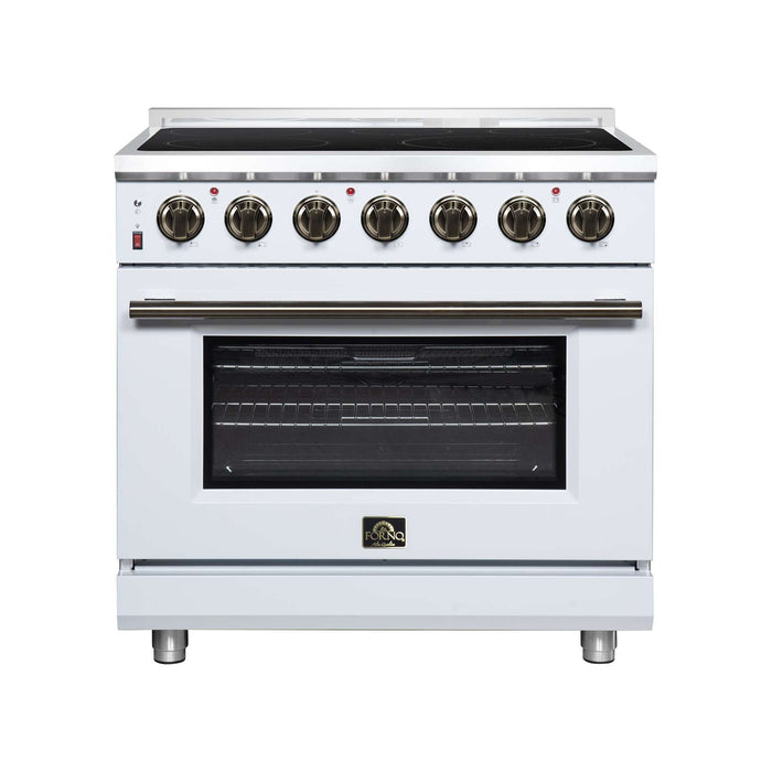 Forno Massimo 36-inch electric range in white front view