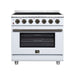 Forno Massimo 36-inch electric range in white front view