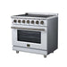 Forno Massimo 36-inch electric range in white right angled view