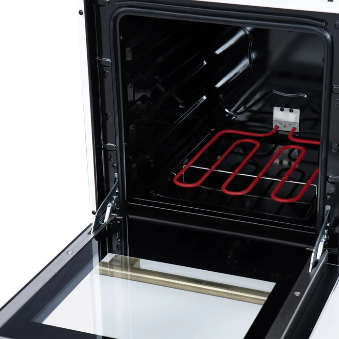 Forno Pallerano 20-Inch Freestanding Electric Range in White with Antique Brass Trim (FFSEL6052-20WHT)