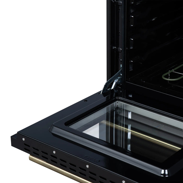 Forno Loiano 24-Inch Freestanding Electric Range in Black with Antique Brass Trim (FFSEL6069-24BLK)