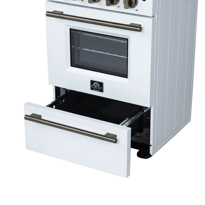 Forno Loiano 24-Inch Freestanding Electric Range in White with Antique Brass Trim (FFSEL6069-24WHT)