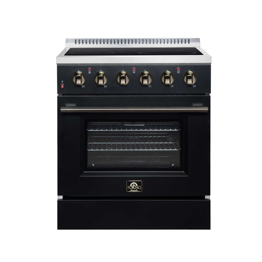 Forno Galiano 30-inch electric range in black front view