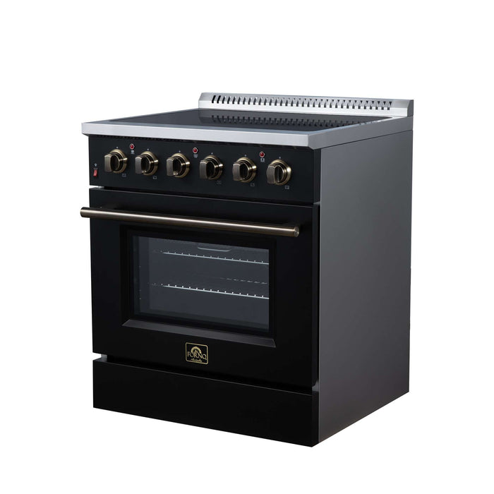 Forno Galiano 30-inch electric range in black right angled view