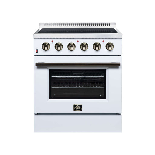 Forno Galiano 30-inch electric range in white front view