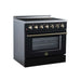Forno Galiano 36-inch electric range in black left angled view