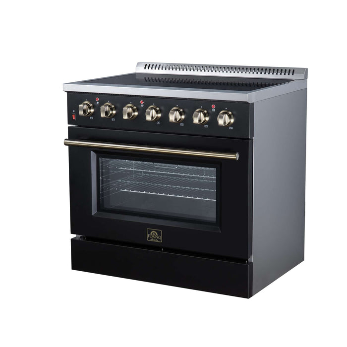 Forno Galiano 36-inch electric range in black right angled view