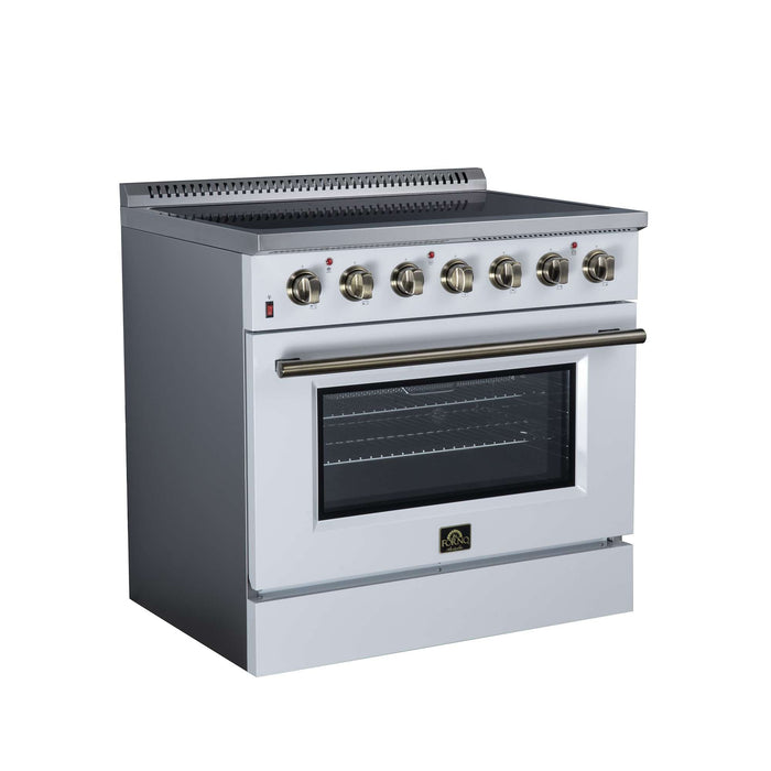 Forno Galiano 36-inch electric range in white left angled view