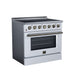 Forno Galiano 36-inch electric range in white left angled view