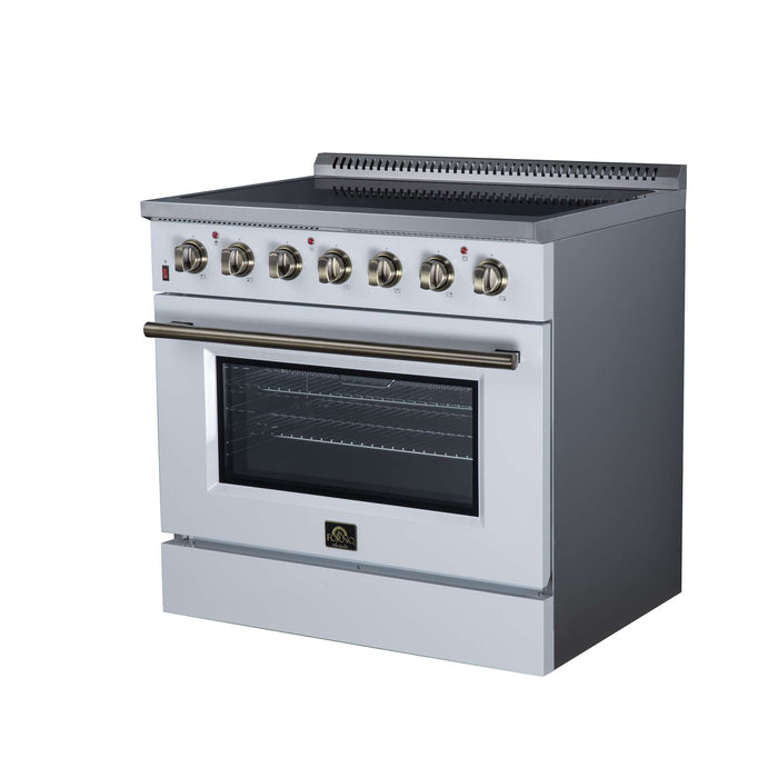 Forno Galiano 36-inch electric range in white right angled view