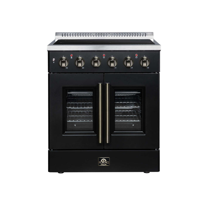 Forno Galiano 30-inch electric range in black front view