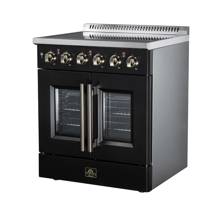 Forno Galiano 30-inch electric range in black right angled view